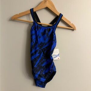 Dolfin XtraSleek Eco Blue & Black One Piece Swimsuit Size 26 NWT